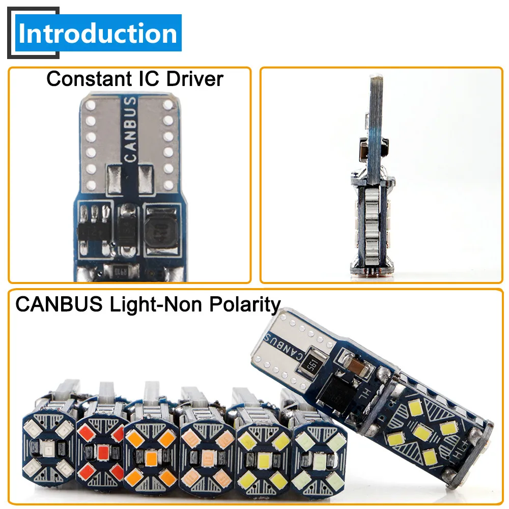 4X DC 9-28V Canbus W5W автомобильный светильник Клиренс T10 15SMD Светодиодный лампа без ошибок сигнал багажника 194 белый лед Синий Красный Янтарный синий розовый