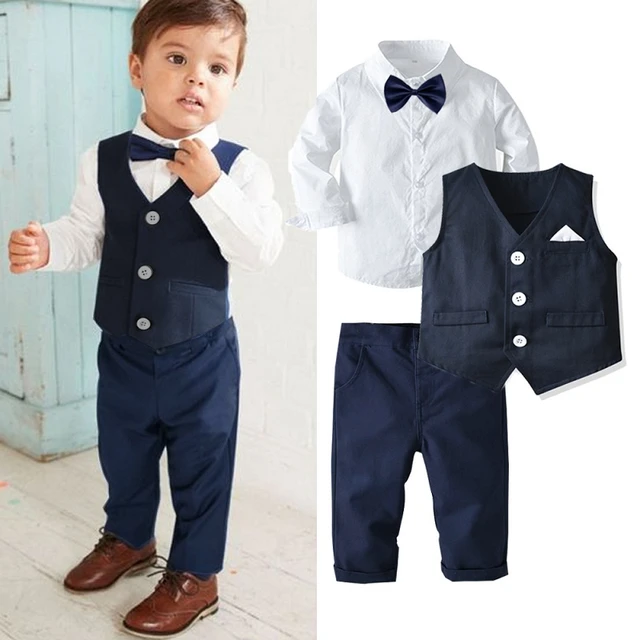 Nuevos trajes para niños, vestido de fiesta de cumpleaños para niños,  camisa de caballero, pantalones, corbata 3 uds, ropa para niños de 2 a 7  años