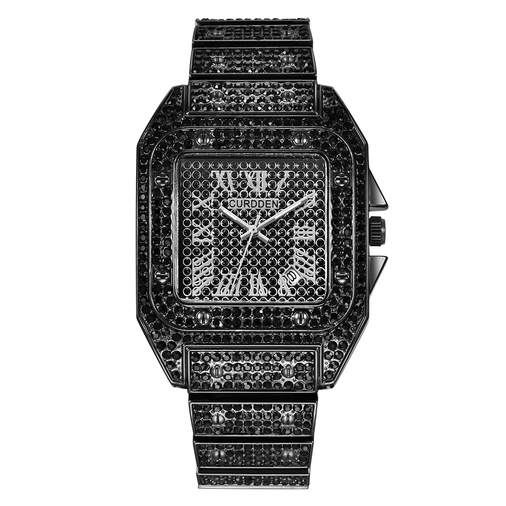 

Hot Luxury Brand Diamond Watches Mens Alloy Business Gold Gifts Watch With Watch Box Relojes Lujo Marcas Men Montre Homme 2020