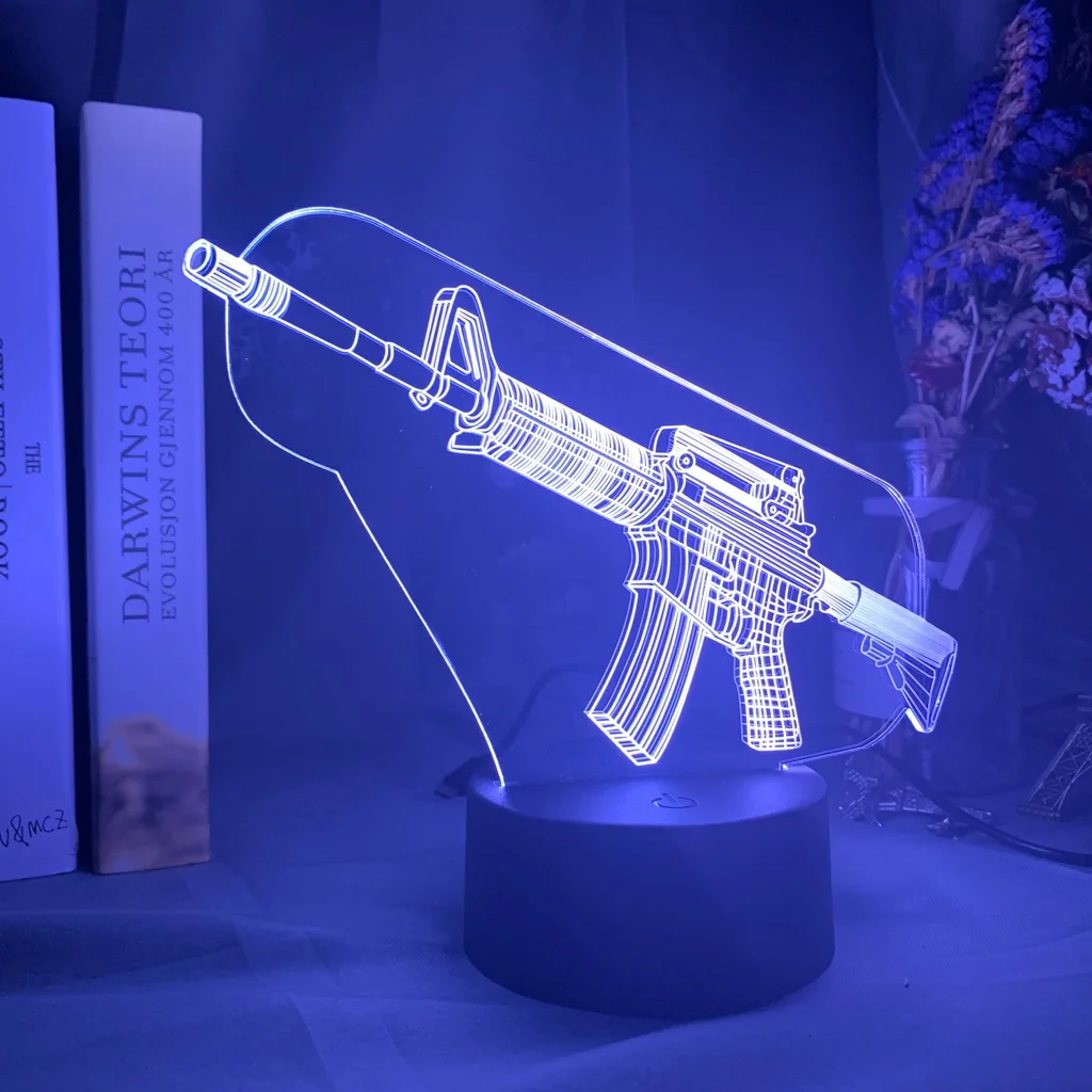 Игровое оружие M4, Ночной светильник, светодиодный сенсорный датчик, меняющий цвет, ночной Светильник для кабинета, кровати, комнаты, деко, для детей, мальчиков, для детей, подарок на день рождения, лампа
