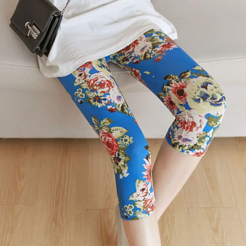 Short Pants Elastic Floral Stretch 