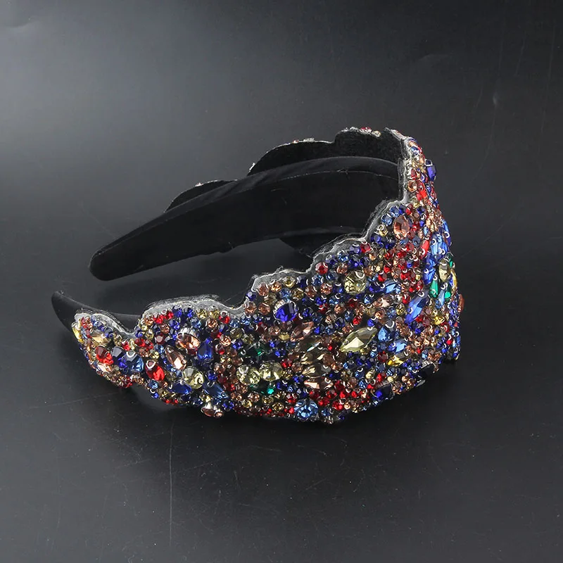 Fashion Baroque Rhinestone Geometric Shape Wide-Sided Personality Prom Hair Accessories Catwalk Bridal Headband 735 hair accessory hair headdress bridal headwear hair band crown