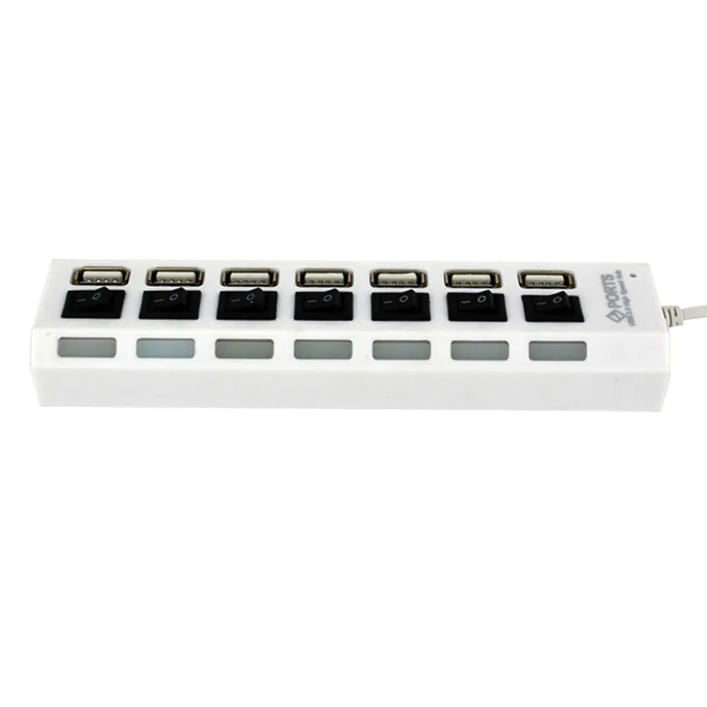 

Brand New 7 Port Usb Hub With ON/OFF Switch Hot Plug and Play USB 2.0 HUB High Speed For PC Laptop 55cm Cable #LR1