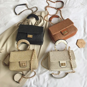 

Straw Women Fashion Crossbody Bags Shoulder Handbags Purse Vintage Ladies Travel Classic Elegant Crossbody Shoulder Bag