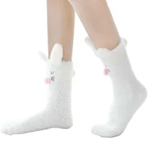 Унисекс, повседневные, рождественские, Мультяшные, животные, противоскользящие, средние, для сна, женские носки, теплые