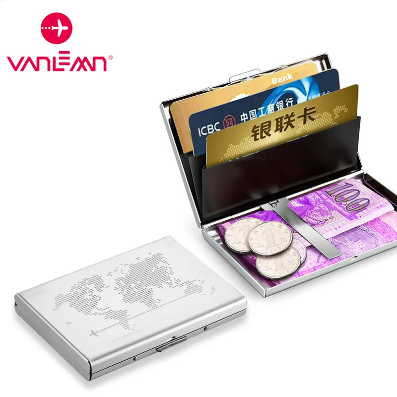 Anti-Theft Metal Credit Card Holder Aluminum Antimagnetic Men Anti-degaussing Protect ID Cardholder Slim Wallet Case Coin Purses