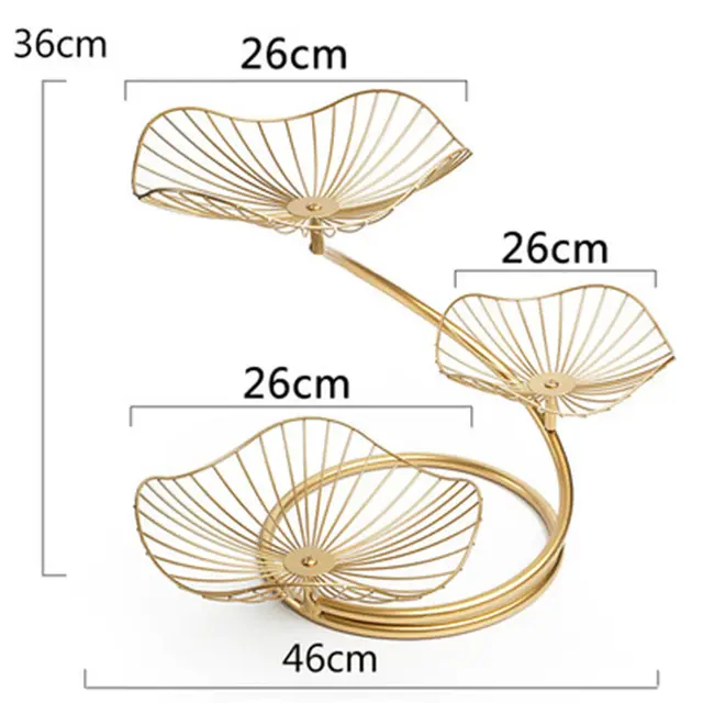 Creative Iron Three Layer Fruit Basket Storage Basket Living Room Fruit Basket home Decorative Dessert Holder Organizer Golden Spiral Lotus
