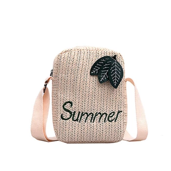 

ASDS-Summer Straw Square Bucket Backpack Zipper Design Women Straw Handbags Bags Ladies Fashion Beach Leisure Phone Bag