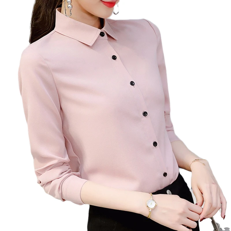 

Office Work Formal Blouse Shirt Women Long Sleeve Solid Color Fashion Casual Lady Tops and Blouses Female Autumn 2019 Plus Size
