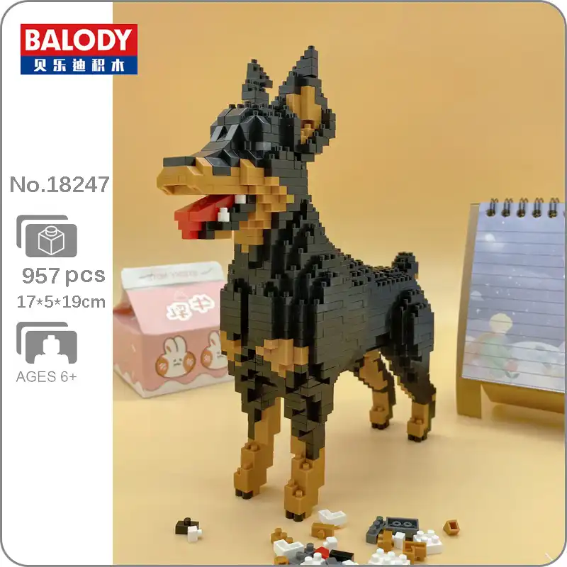 Baoldy 147漫画黒dobermann犬動物ペット3dモデルdiyミニダイヤモンドブロックの建物のおもちゃのための子供なしボックス ブロック Aliexpress