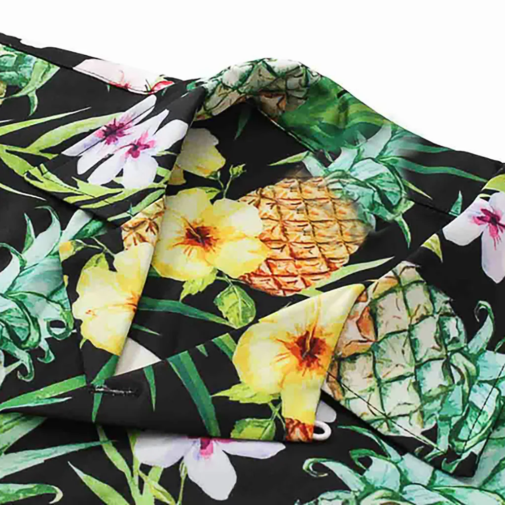 Мужская Летняя модная гавайская рубашка с коротким рукавом с фруктовым принтом и отворотами, новейшая популярная Летняя мужская рубашка