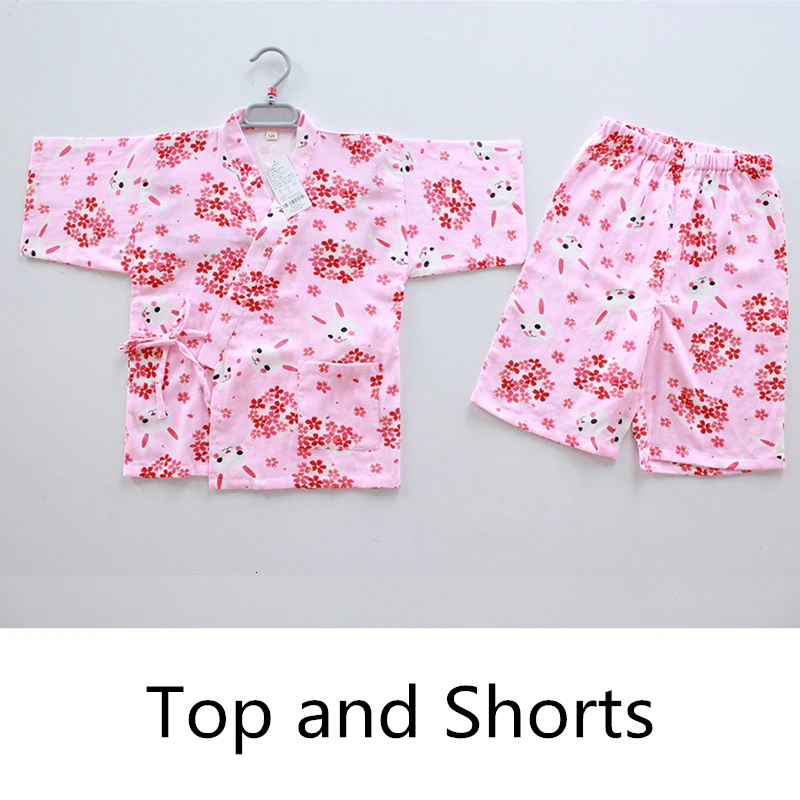 Новое кимоно для девочек, халат, милый комплект пижамы с кроликами сакуры, хлопковая юката, ночная рубашка, домашняя одежда, одежда для отдыха - Цвет: Color3