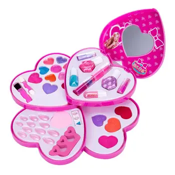 

Makeup Box Toy Set Safe Material Social Skills Developing Heart Shaped Educational Dress Up Pretend Play Toy Gift For Children