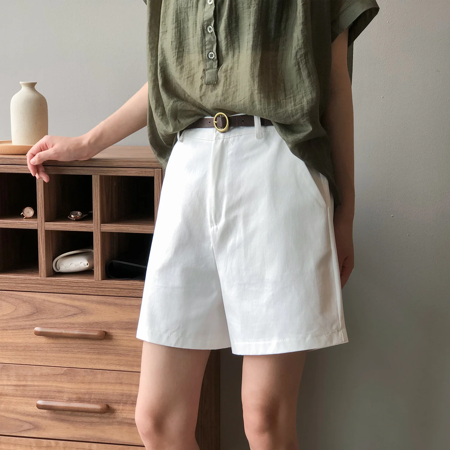 Summer new high-waist shorts women Korean style elastic waist loose wide-leg casual pants nike dri fit shorts