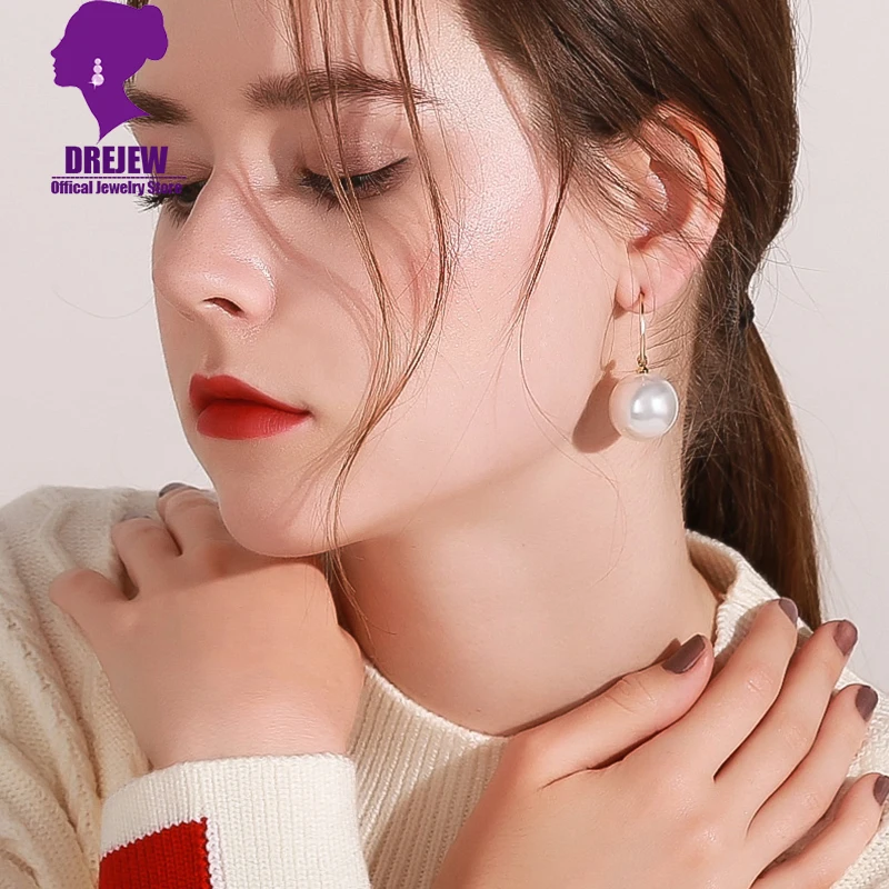 DREJEW, элегантные, красные, белые, золотые, круглые, с жемчугом, массивные серьги, сплав, для повседневной носки, модные серьги-гвоздики для женщин, свадебные ювелирные изделия
