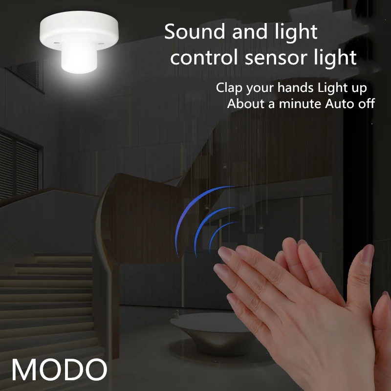 

NEW 220V [Voice Controlled Lamp Holder with Light] Holder Sound Voice Control Induction Light Bulb SensorCorridor Lamp