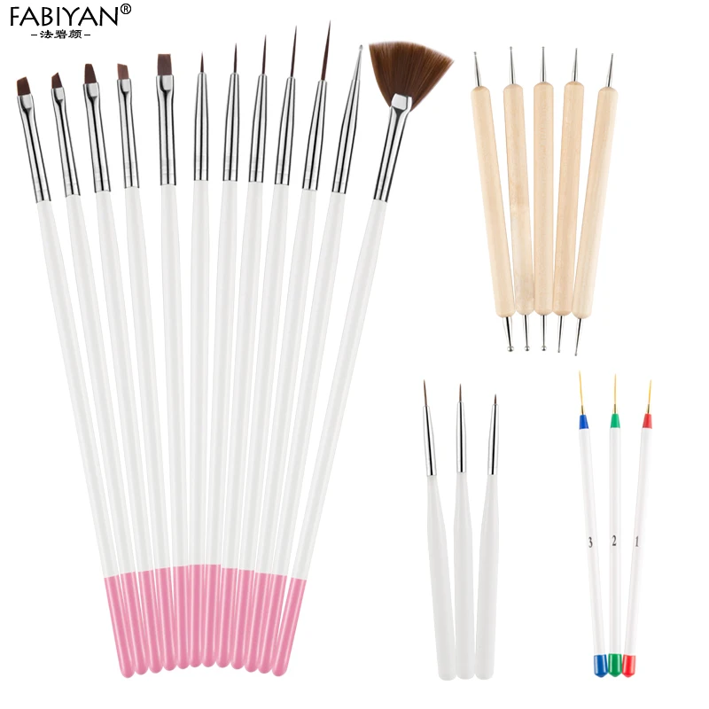

4Sets 23Pcs Painting Nail Brush Design Painting Flower Liner Grid Brushes UV Polish DIY and Dotting Dot Pen Manicure Tool