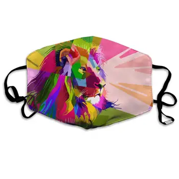 

Colorful Lion Washable Reusable Mask, Cotton Anti Dust Half Face Mouth Mask For Kids Teens Men Women With Adjustable Ear Loops