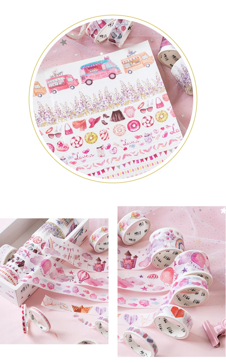 10 компл./лот DIY японский Бумага декоративная клейкая лента со звездами для девочек, скандинавском стиле лента Washi/клейкую ленту наклейки