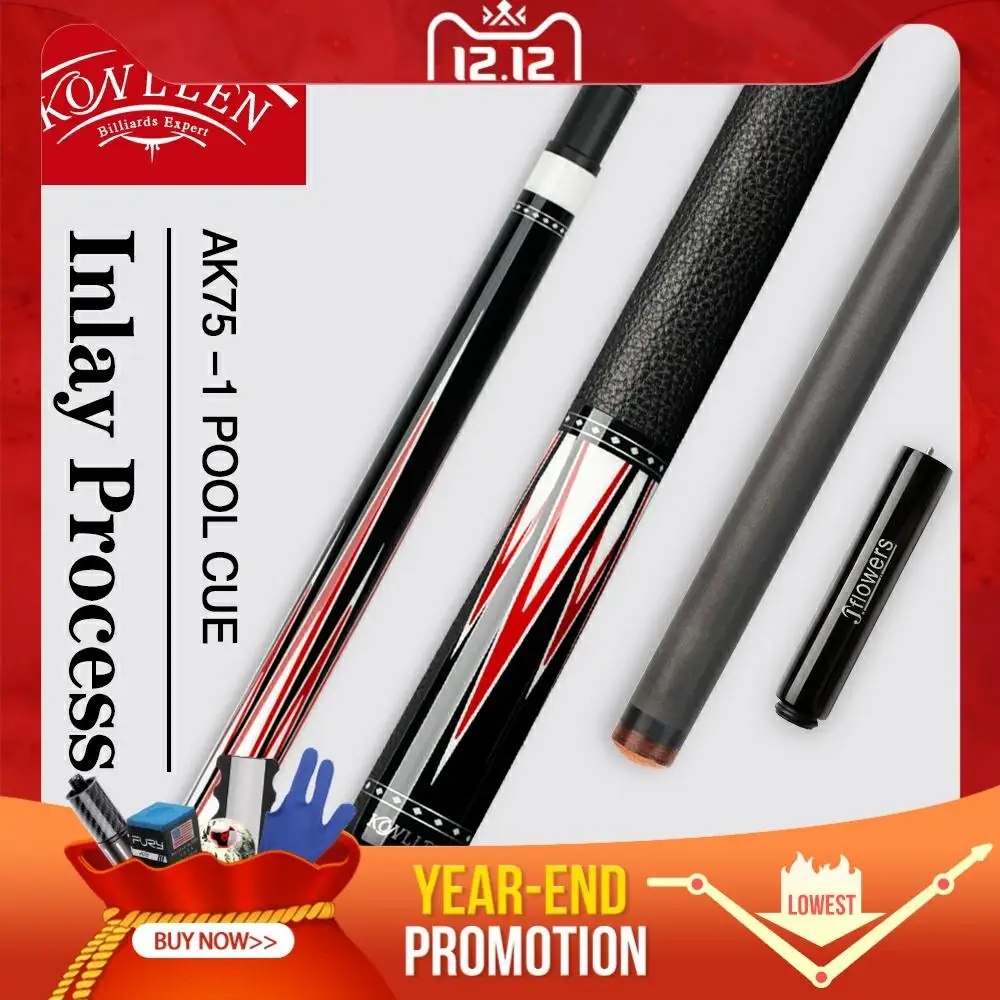 

Konllen Jflowers Carbon Pool Cue 13mm Carbon Fiber Shaft 3*8/8 Joint 4 pieces in 1 Handmade Solid Wood Inlay Carbon Sheet Butt