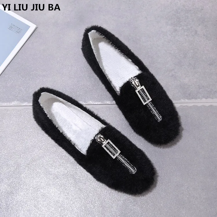 

new Winter Women casual Flats Shoes Woman Loafers Slip on Zipper women Shoes Ballet Comfortable Ladies Shoes Zapatos Mujer G530