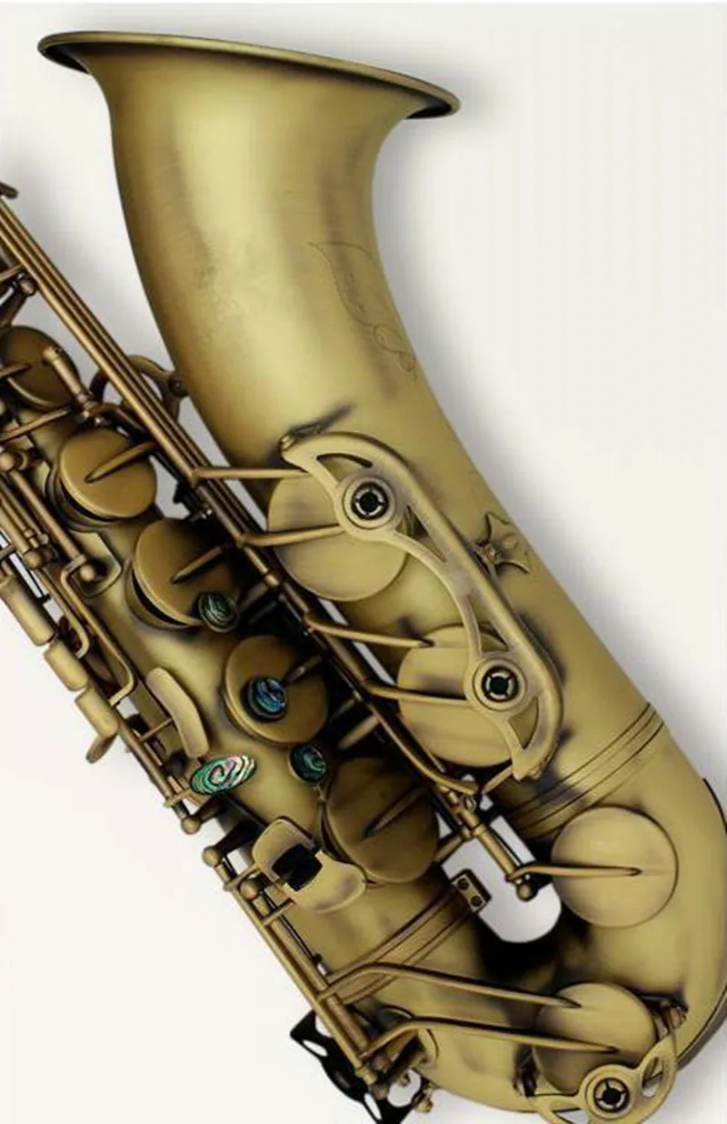 Professional Tenor Saxophone Bb Tune Brass Matte Antique Copper Abalone Music Instrument Shell