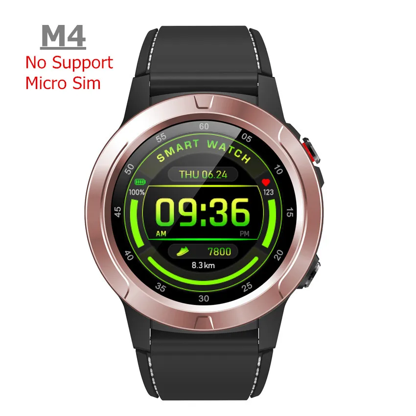 ASKMEER M4 Смарт-часы Поддержка SIM и Bluetooth телефонные звонки, GPS Smartwatch телефон для мужчин и женщин IP65 водонепроницаемый монитор сердечного ритма часы - Цвет: Gold-M4