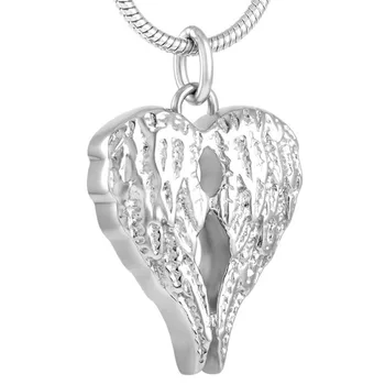 

X079 Stainless Steel Cremation Jewelry Feather Heart Funeral Urn Pendant Ashes Holder Keepsake Locket with two Screws Men Women