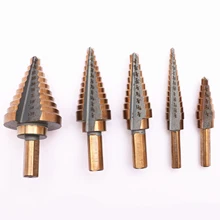 

5Pcs High Hardness Cobalt Step Drill Aluminum Box Steel Plate Puncher Triangle Shank Reaming Pagoda Drill Bit Aluminum Housing