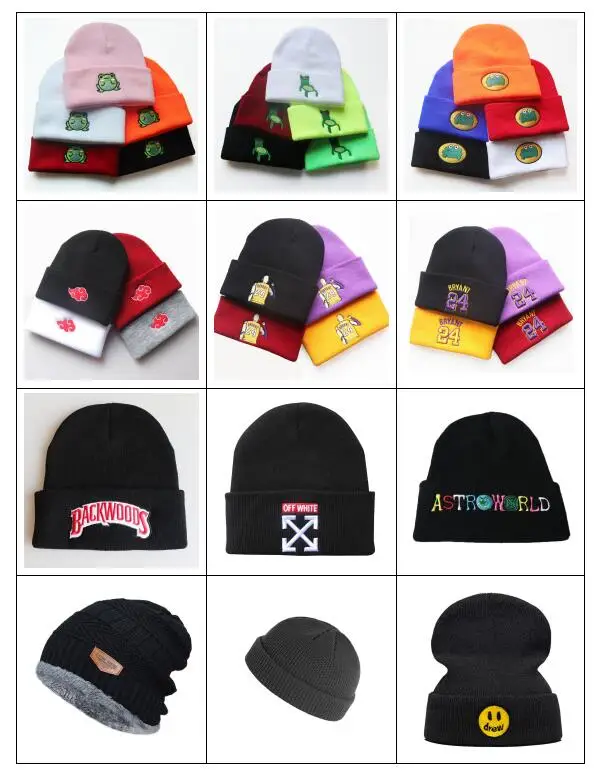 ECOBROS 2021 Beanies Women Autumn Winter Warm Hat Anime Akatsuki Cosplay Red Cloud Embroidery Caps For Men Knitted Bonnet Unisex