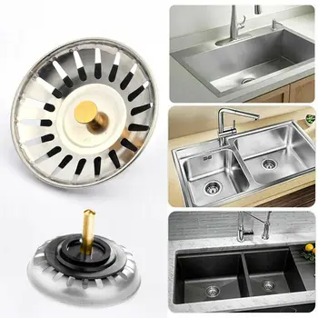 

Premium Stainless Steel Kitchen Sink Strainer Drain Replacement Waste Plug Kit