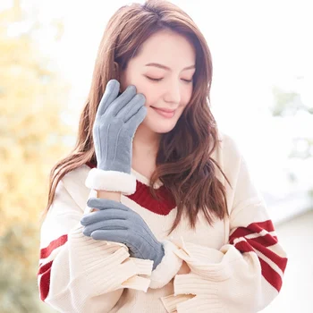 

Gloves Ladies Autumn Winter Plus Velvet Thick Warm Suede Smartphone Using Gloves Cold And Windproof Gloves