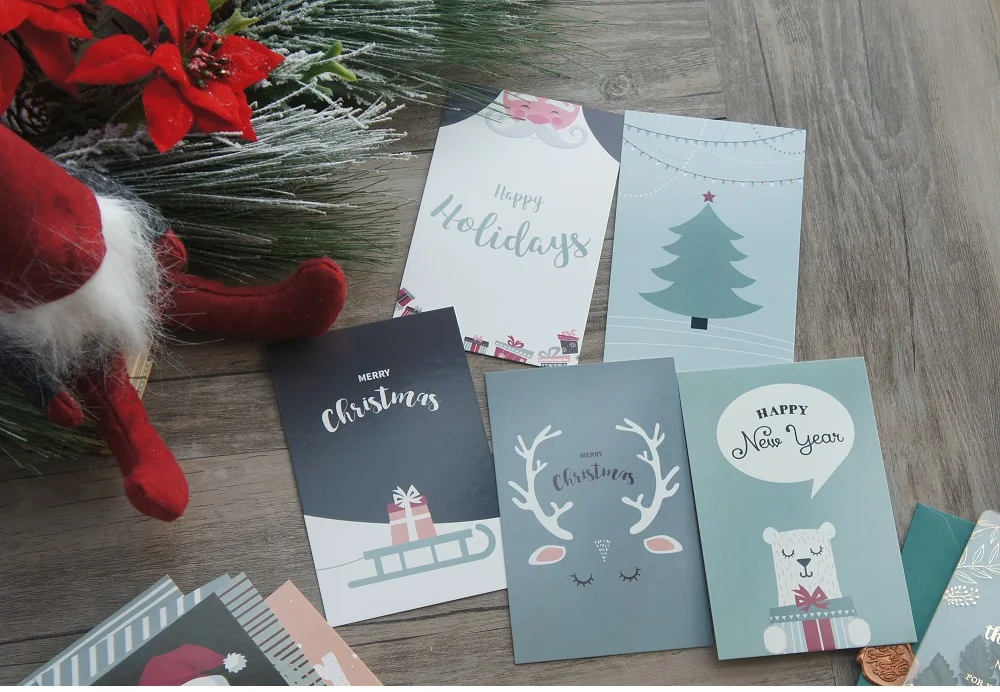 10pcs Christmas Winter Forest Style Card As Scrapbooking Party Invitation DIY Decoration Gift Card Message Card Postcard