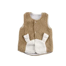 Зимняя одежда; пальто для малышей; бархатный жилет с капюшоном для малышей; детский жилет; теплая плотная Рождественская одежда с милыми ушками