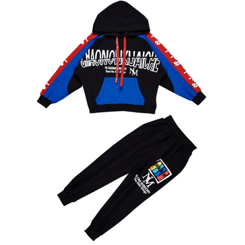 Fall Hip Hop Costume Children's Clothing Set Outfit Boys Long Sleeve Sports Suit Kids Hoodies+ Pants 2 Pcs Set Tracksuit - Цвет: 12