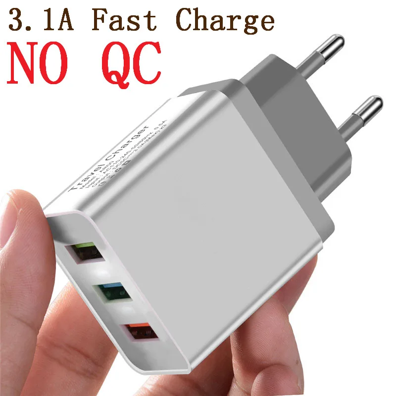 Универсальный 18 Вт USB QC 3,0 5 В/3.1A для Iphone X XS MAX 7 8 Plus, быстрое зарядное устройство для мобильного телефона, зарядка для Samsug S8 S9+ huawei Xiaomi - Тип штекера: 3.1A No QC Gray