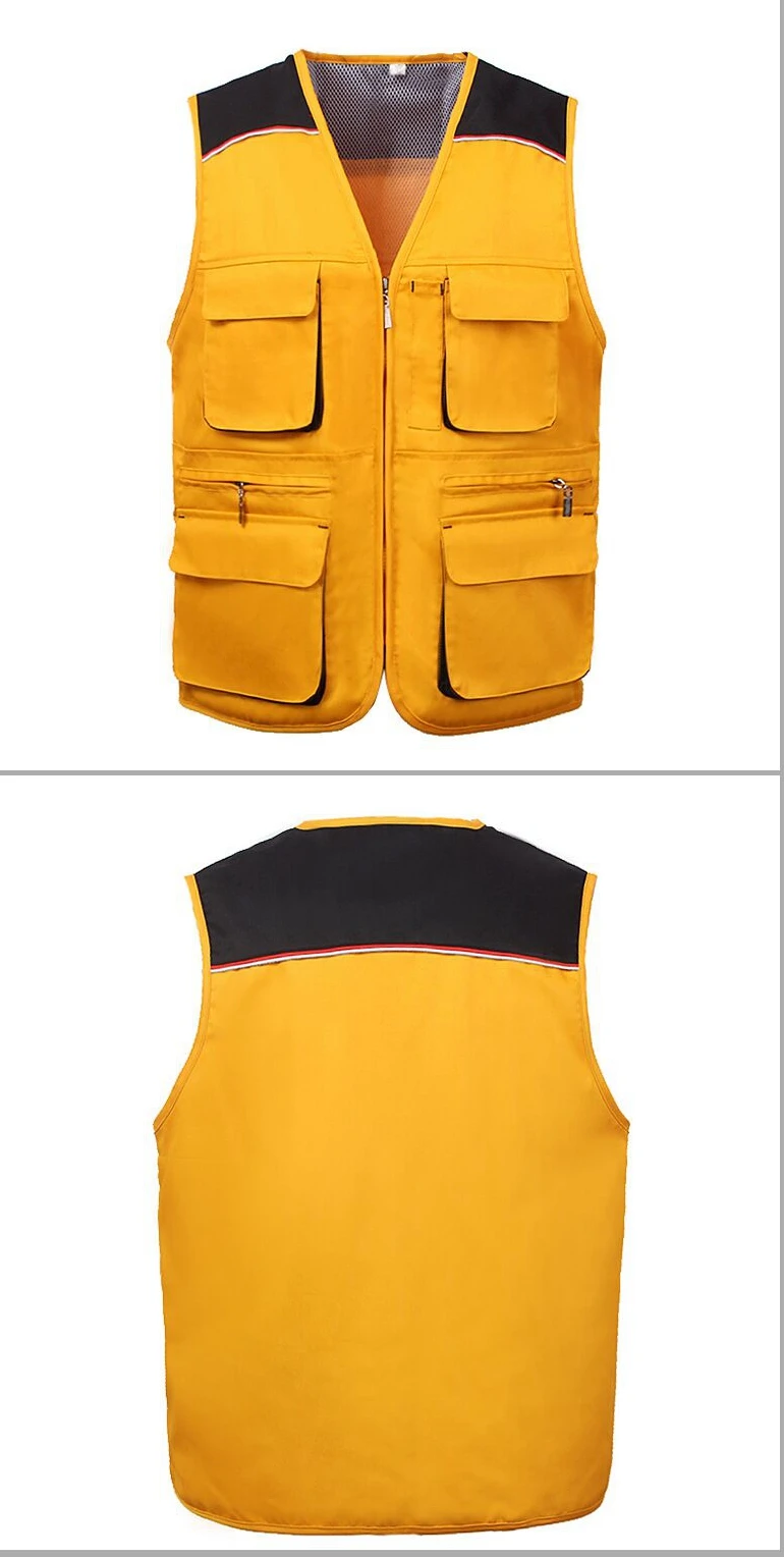 Warm Work Vest Multi Pockets Antistatic Fashion Multicolor Workshop Safety Labor Protection Metal Zipper Comfortable Work Vest