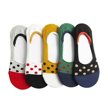 Summer Spring Wholesale Antislip Socks Dots Cute Korea Invisible Women No Show Socks