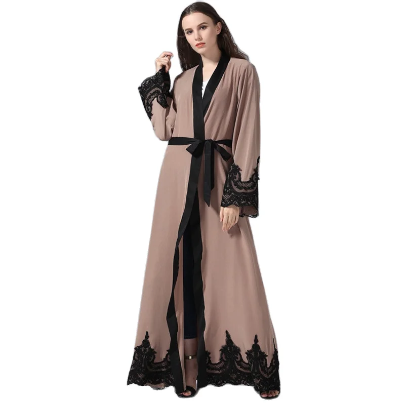 Женское длинное Кимоно размера плюс Abaya из Дубая мусульманский кружевной