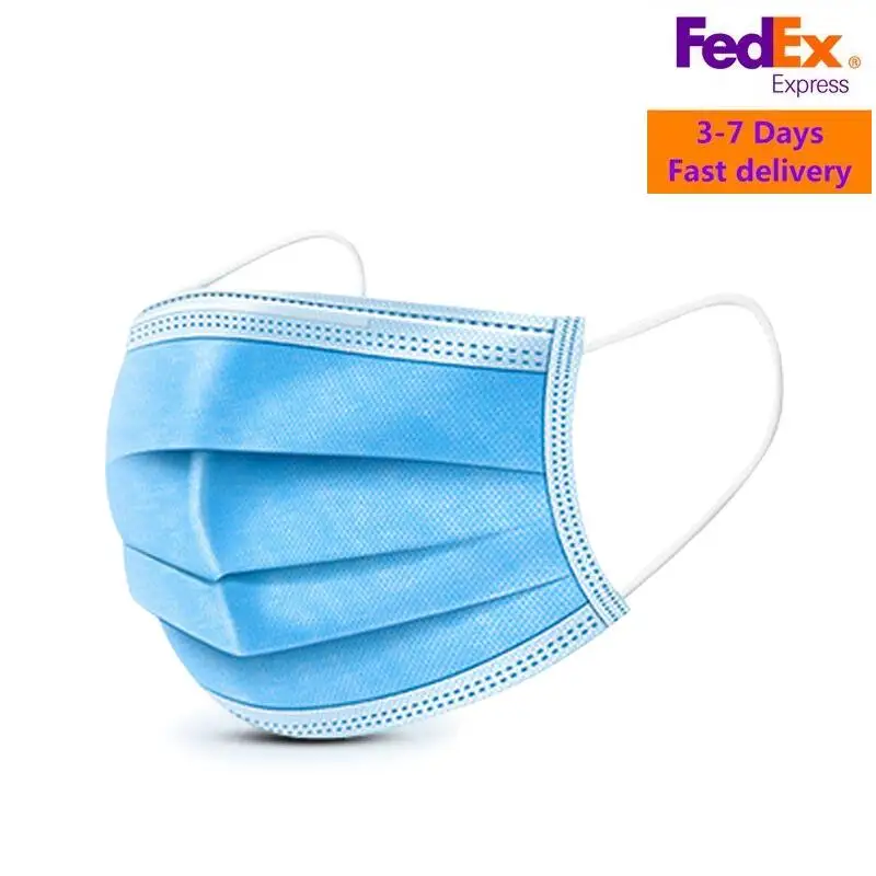 

Disposable Face Mask fast shipping by FedEx 3 Layers protection Bacterial Filtration smooth breathing Earloop Facemasks CE