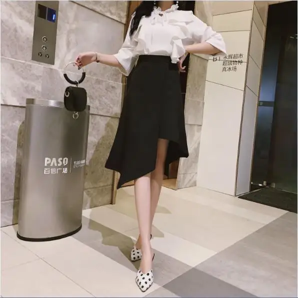 

Photo Shoot Irregular Design Skirt Mid-length 2019 New Style Large Size Slim Fit Skirt A- line Skirt Medium-length Dress