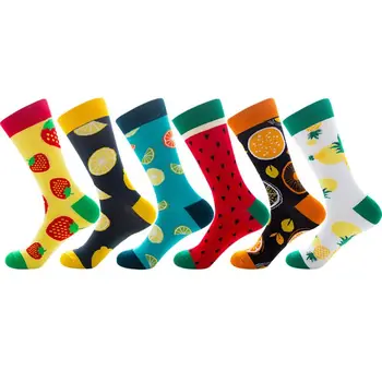 

6 Pairs Unisex Funny Novelty Cotton Socks Colored Fruit Lemon Skateboard Hosiery M6CD