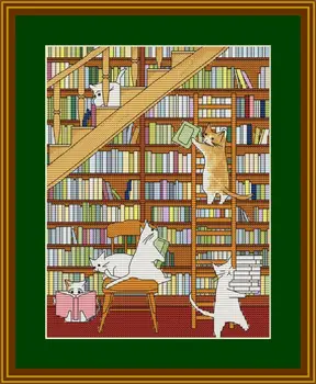 

GG RS cotton self-matching cross stitch Cross stitch RS cotton comes with no prints No prints Cat librarian