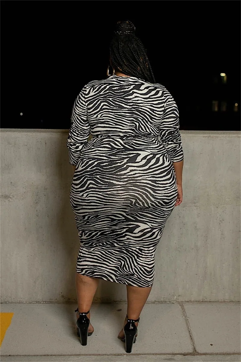 4XL Plus Size Dress Women Autumn Winter Slim Package Leopard Print Sexy Midi Dress Female Sexy Dress Vestidos