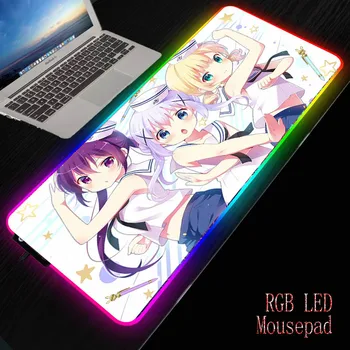 

MRGBEST Gochiusa Anime Girl Mouse Pad RGB Computer Mousepad RGB Backlit Mause Pad Large Mousepad for Desk Keyboard LED Mice Mat