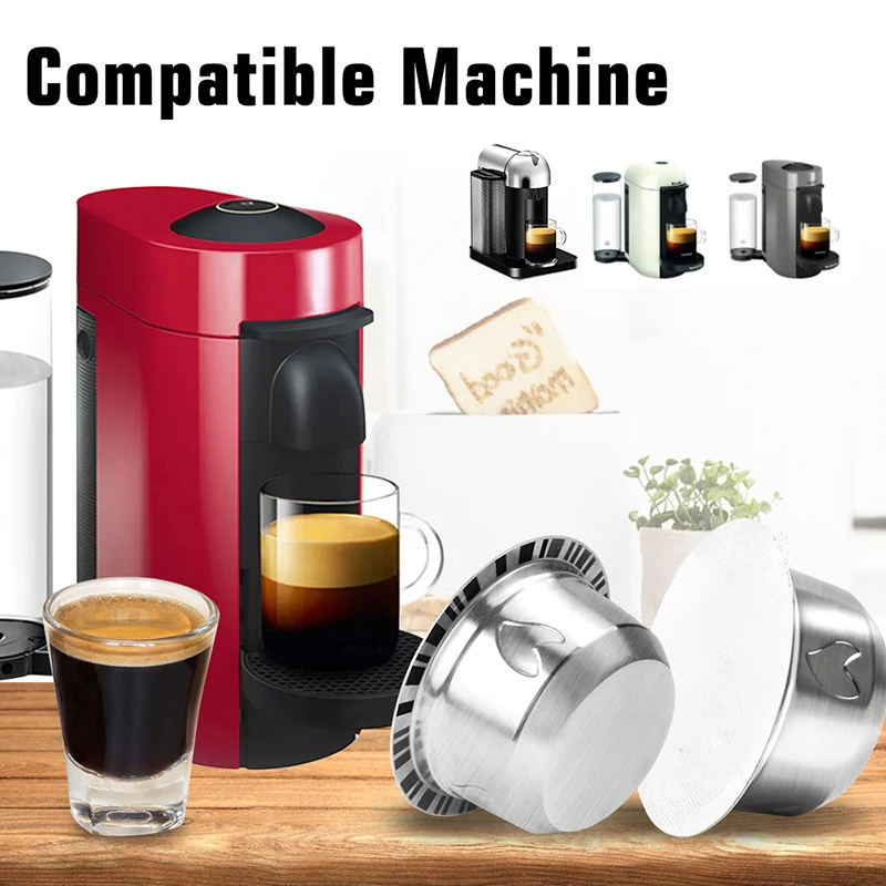

Refillable Stainless Steel Coffe Capsule Kit For NESPRESSO Vertuoline GCA1 Cafe Machines Spoon Brush Coffeeware