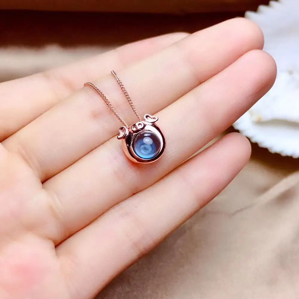 

lovely pig style blue topaz gemstone pendant for necklace with silver for women good cut and color best gift style hot