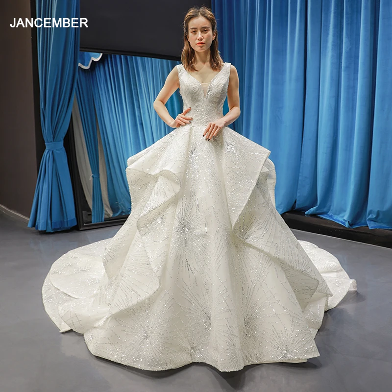 J66756 jancember роскошное свадебное платье с блестящими пайетками сексуальное без