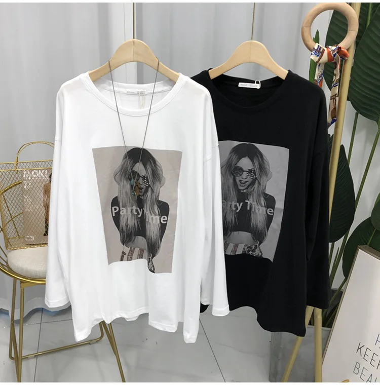 Spring Women's Long Sleeve Streetwear Cotton Tee