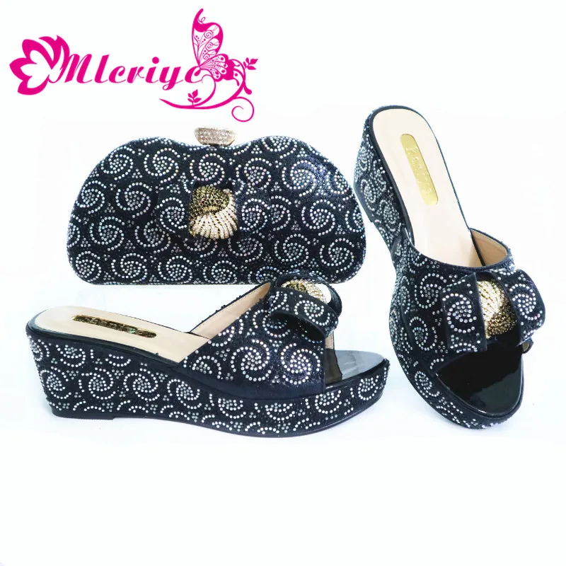 

Navy Blue Woman High Heels Sandals And Matching Bag Set For Party 2020 Hot Sale Italian Woman Shoes And Bag To Match Set
